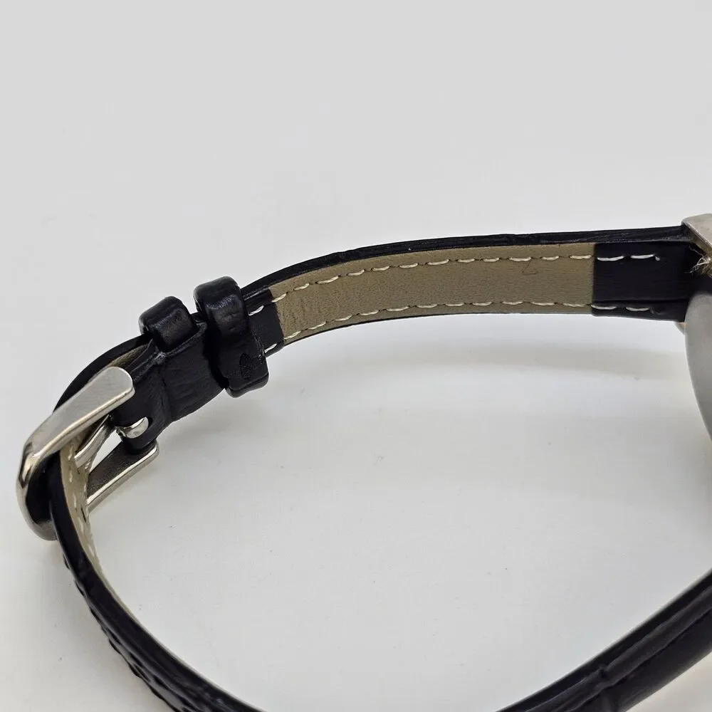VTG Pierre Nicol Women Watch 24MM Cream Dial New Black Leather Bands New Battery